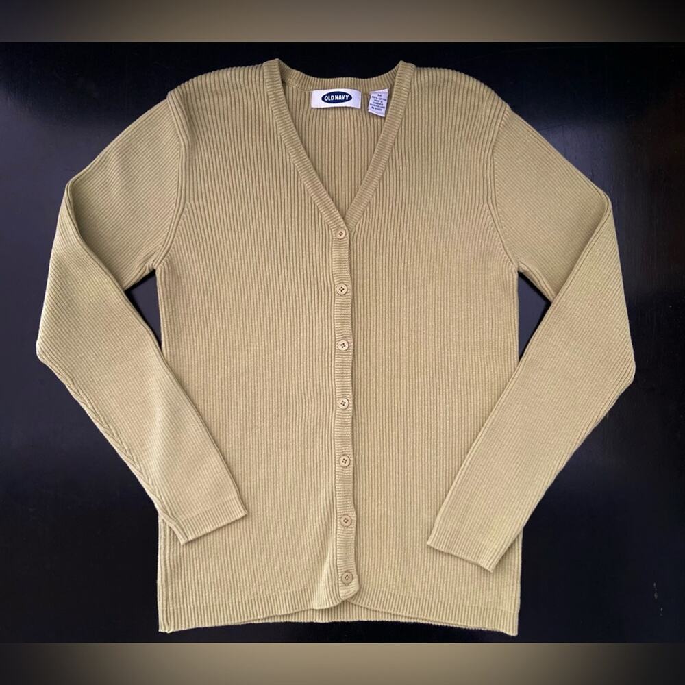 OLD NAVY Long Sleeve Light Avocado Green Rib-Knit V-Neck Cardigan sz M